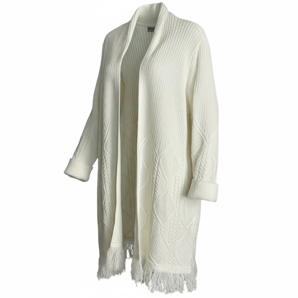 Absolutely Famous Cream Fringe Knit Cardigan